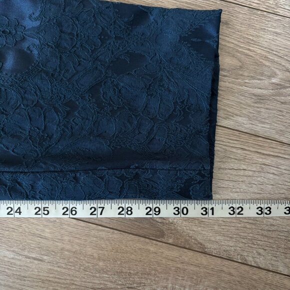Anthropologie Jacquard Slim Fit Navy Blue Pants Size 10 Holiday Office - Picture 7 of 12